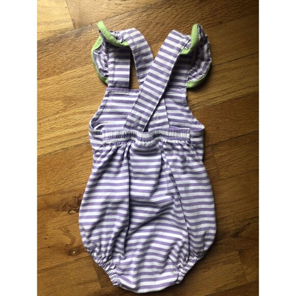 Whimsy 0-3M Purple Striped Mermaid Romper - Picture 3 of 4